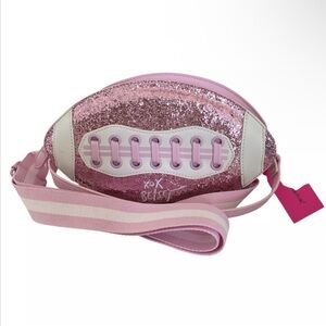 Betsey Johnson Pink Glitter Football Bag